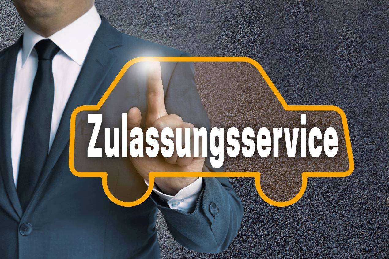 Symbol eines Zulassungsservices mit Autoumrandung für Kurzzeitkennzeichen in Mettmann